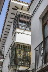 destination, architecture and streets of white flowers in Marbel