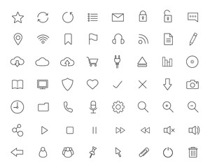 Digital linear icons set