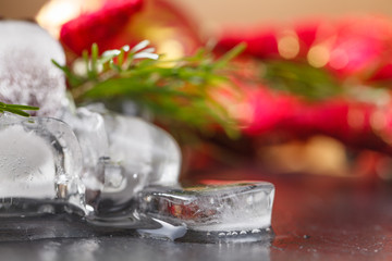 melted ice on slate plate