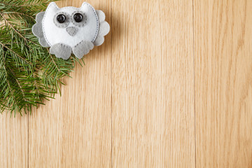 Flat felt owl and christmas tree