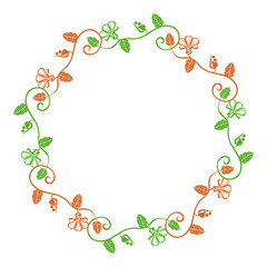 Round frame with colorful flowers