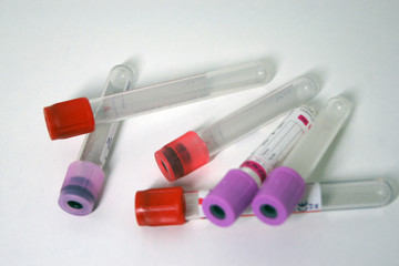 red and purple vials