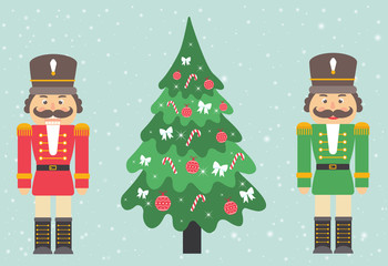 nutcracker red and green and fir-tree
