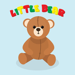 Vector little bear. Brown teddy.