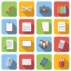 Business flat icons set