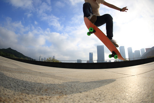 skateboarder skateboarding at  city