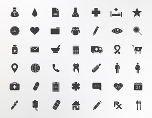 Medical center silhouettes icons set
