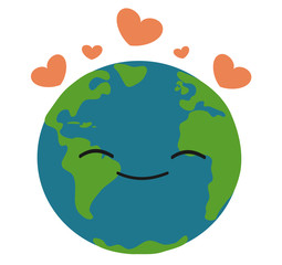 happy earth in love vector illustration
