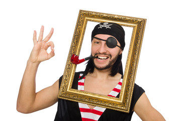 Fototapeta premium Man pirate isolated on the white background