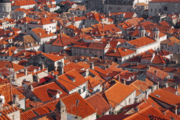 Fototapeta na wymiar Dubrovnik rooftops viewed from the old town walls.