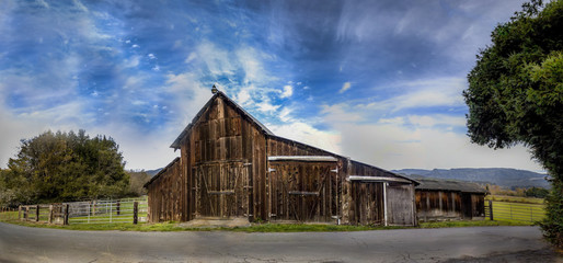 An Old Barn, Panoramic Color Image