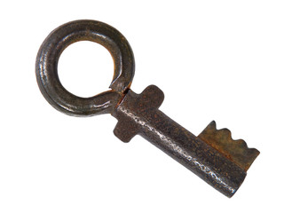 Vintage old key.Isolated.