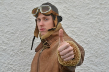 Fly-boy with thumb up