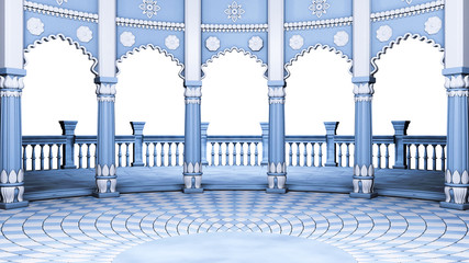 Indian Classic Columns Interior. 3d rendering