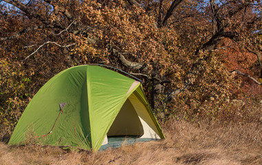 The mountain autumn landscape with colorful forest
