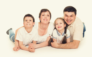 happy family on white