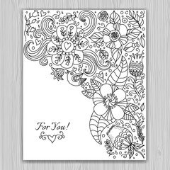 Black and white floral banner for life events, vector.