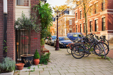 Naklejka na ściany i meble Street Vondelstraat in the center of Amsterdam. Netherlands.
