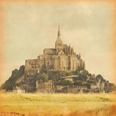 Fototapeta na wymiar Mont Saint Michel. Normandy. France. Grunge style photo.
