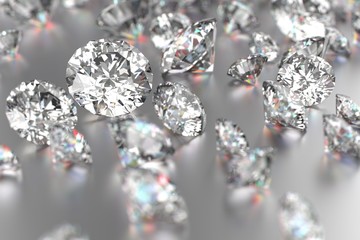 Luxury diamonds on white backgrounds