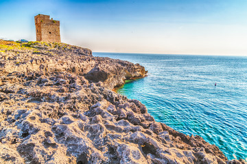 Fototapeta na wymiar Coasting tower in Salento on the Ionian Sea