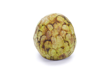 Delicious cherimoya (Annona Cherimoya), fruit of the custard apple family with white creamy flesh and has a mango, vanilla, pineapple mixed flavors