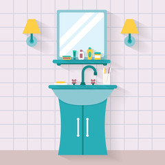 Bathroom sink with mirror