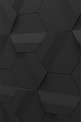 Dark grey hexagonal relief surface - vertical background 