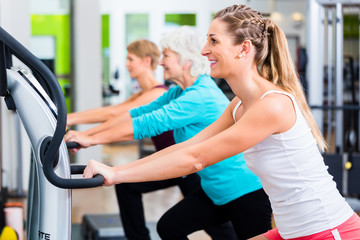 Group on vibrating plates in gym training