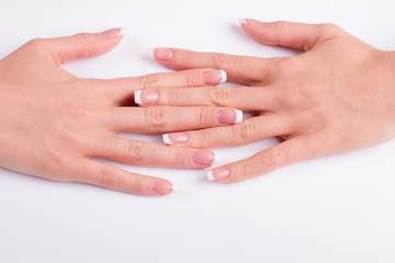 Well-groomed female hands and nails.