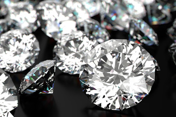 Luxury diamonds on black backgrounds