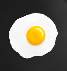 Fried egg on black background. Vector illustration