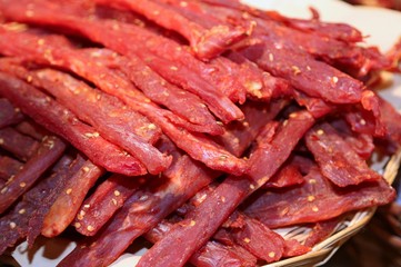 strips of flesh very spicy called coppiette typical italian spec