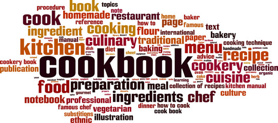 Cookbook word cloud concept. Vector illustration