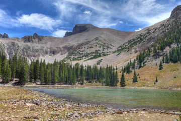 NV-Great Basin National Park-Alpine Lakes Trail. Stella Lake is the most magnificent lake on this trail, with a beautiful aqua color, nestled below the tall mountain peaks. © tiva48