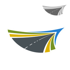 Road abstract icon with flowing lines