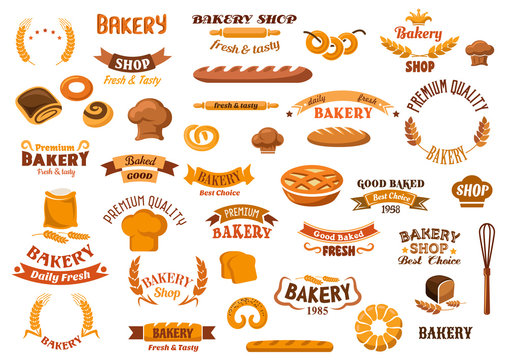 Bakery and pastry isolated design elements