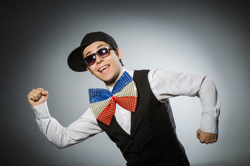 Funny man with giant bow tie
