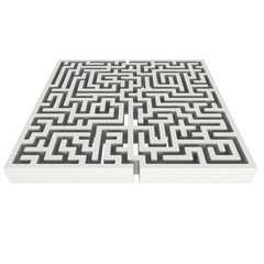 3D Maze. Labyrinth shape design element.