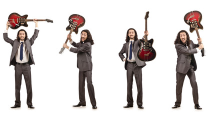 Obraz premium Funny guitar player isolated on white