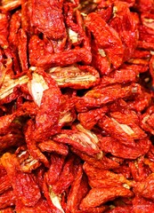 many red tomatoes dried in the market