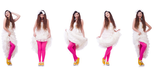 Funny bride isolated on the white