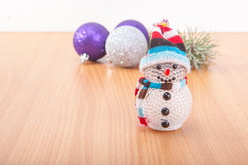Christmas decor elements and snowman