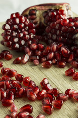 Pomegranate on Cutting Board