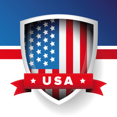 USA flag shield and ribbon vector