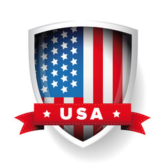 USA flag shield and ribbon vector