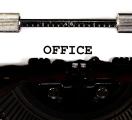 OFFICE written with black ink with the typewriter