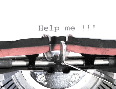 help me written with black ink with the typewriter