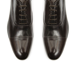 Tip of male shoes isolated on white