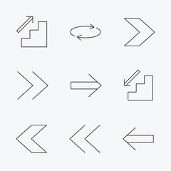 Arrows icons. Upstairs, repeat linear signs.